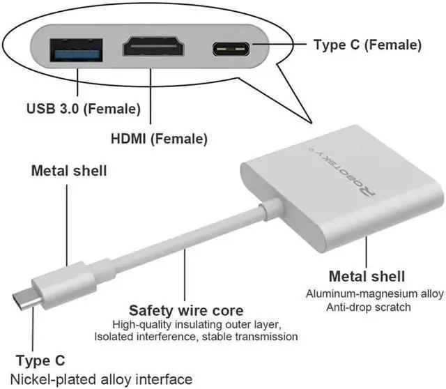 Main image of USB 3.1 Type C to HDMI USB 3.0 USB-C HUB Adapter Type-C Extender HD 1080P for Macbook 12" Chromebook Pixel TV Displayer