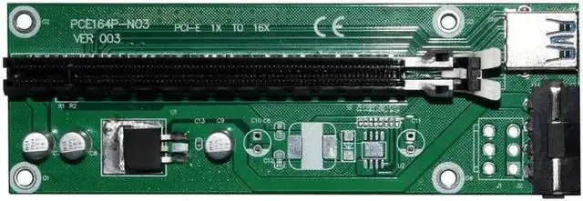 Alt view image 2 of 6 - USB 3.0 PCI-E Express Extender Riser Card Adapter PCIe Riser Board X1 to X16 w/ SATA 15-4Pin Power Cable for Bitcoin BTC Mining