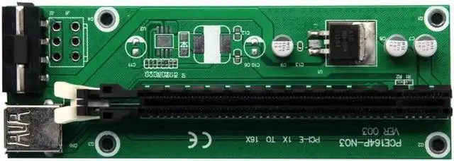 Alt view image 3 of 6 - USB 3.0 PCI-E Express Extender Riser Card Adapter PCIe Riser Board X1 to X16 w/ SATA 15-4Pin Power Cable for Bitcoin BTC Mining