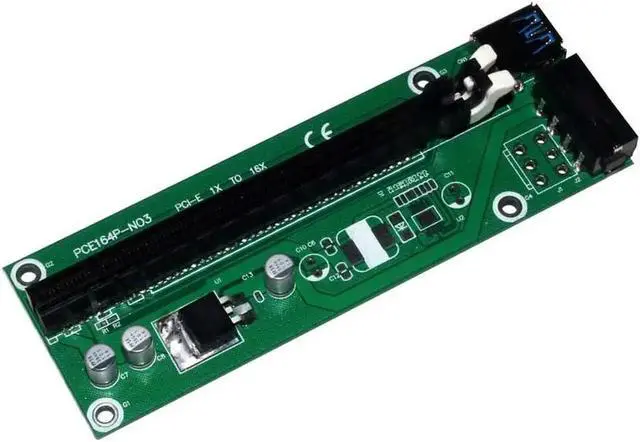 Alt view image 6 of 6 - USB 3.0 PCI-E Express Extender Riser Card Adapter PCIe Riser Board X1 to X16 w/ SATA 15-4Pin Power Cable for Bitcoin BTC Mining