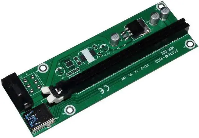 Alt view image 4 of 6 - USB 3.0 PCI-E Express Extender Riser Card Adapter PCIe Riser Board X1 to X16 w/ SATA 15-4Pin Power Cable for Bitcoin BTC Mining