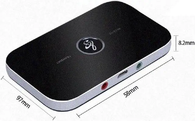 Alt view image 4 of 6 - Universal Bluetooth 3.5mm Stereo Transmitter Receiver Portable 2 in 1 Wireless Audio Adapter Output for Headphones TV Computer