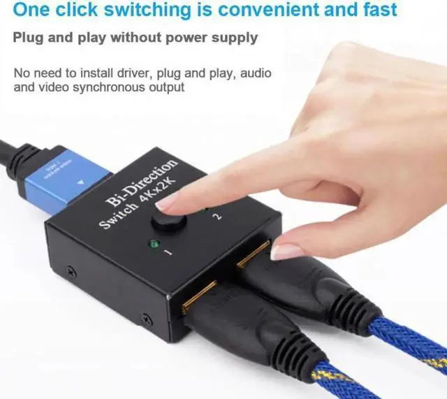 Alt view image 2 of 6 - HDMI Cable Splitter HD1080P 4K Switch KVM Bi-Direction HDMI-compatible Switcher 2 In1 Port HDMI Hub For PS4 DVD HDTV Box PC
