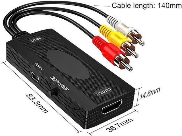 Alt view image 2 of 7 - 1080P AV to HDMI Video Adapter RCA to HDMI Audio Converter Wide Compatibility Excellent Heat Radiation Surveillance Camera Set-top Box Adapter for TV Monitor Projector