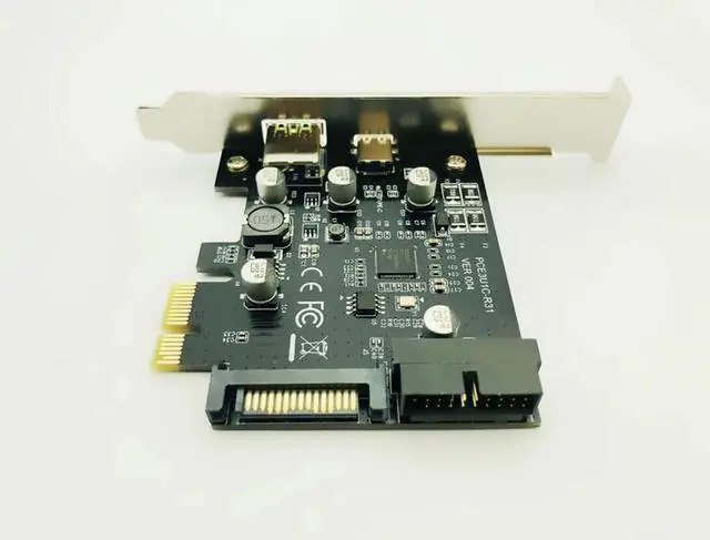 Alt view image 3 of 6 - PCI Express PCI e To USB 3.1 Type C Riser Post Card PCIe to USB C 2.4A Fast Charger+19PIN Front USB Miner Expansion Adapter Card