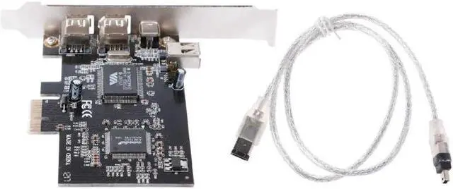 Alt view image 5 of 6 - PCI-e 1X IEEE 1394A 4 Port(3+1) Firewire Card Adapter 6-4 Pin Cable For Desktop PC
