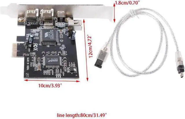 Alt view image 4 of 6 - PCI-e 1X IEEE 1394A 4 Port(3+1) Firewire Card Adapter 6-4 Pin Cable For Desktop PC