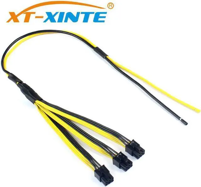 Alt view image 4 of 5 - S7/S9 to Triple 3X PCI-E PCIe PCI Express 6Pin Graphic Card Splitter Power Cable Cord for BTC miner Machine 12AWG+18AWG