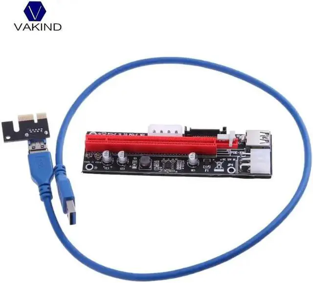 Alt view image 3 of 6 - PCI-E PCIE PCI Express 1X To 16X With 4pin 6pin 15pin Extension Riser Card With USB3.0 Adapter Cable 60cm For GPU Miner Riser