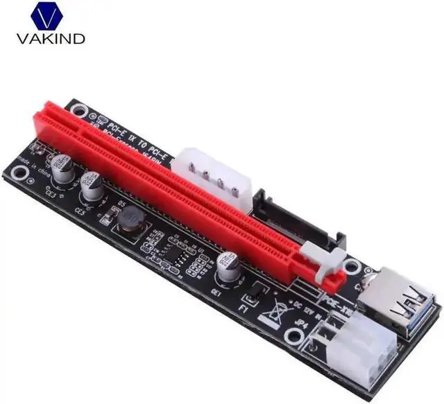 Alt view image 5 of 6 - PCI-E PCIE PCI Express 1X To 16X With 4pin 6pin 15pin Extension Riser Card With USB3.0 Adapter Cable 60cm For GPU Miner Riser