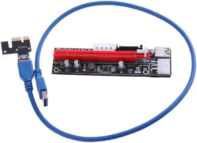 Alt view image 6 of 6 - PCI-E PCIE PCI Express 1X To 16X With 4pin 6pin 15pin Extension Riser Card With USB3.0 Adapter Cable 60cm For GPU Miner Riser