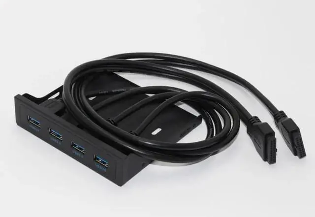 Alt view image 2 of 6 - 19+1 20Pin 4 Port USB 3.0 HUB Front Panel Combo Bracket USB 3.0 Hub Adapter for PC Desktop 3.5" FDD Floppy Disk Drive Bay