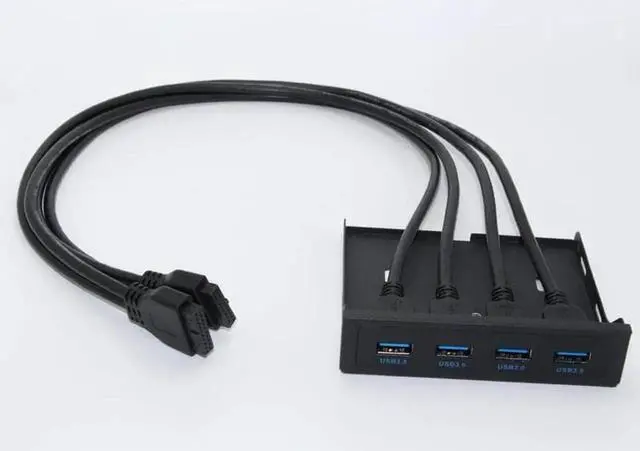 Alt view image 4 of 6 - 19+1 20Pin 4 Port USB 3.0 HUB Front Panel Combo Bracket USB 3.0 Hub Adapter for PC Desktop 3.5" FDD Floppy Disk Drive Bay