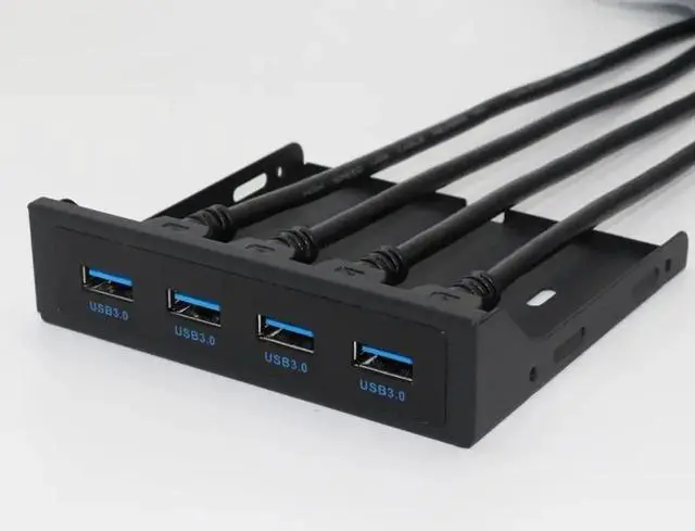 Alt view image 3 of 6 - 19+1 20Pin 4 Port USB 3.0 HUB Front Panel Combo Bracket USB 3.0 Hub Adapter for PC Desktop 3.5" FDD Floppy Disk Drive Bay