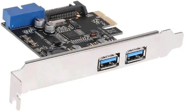 Alt view image 6 of 6 - U3V14S PCI-E PCI Express Transfer 2 Interfaces USB 3.0 Expansion Card Desktop Front 19PIN Interface Add On Cards Promotion
