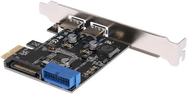 Alt view image 4 of 6 - U3V14S PCI-E PCI Express Transfer 2 Interfaces USB 3.0 Expansion Card Desktop Front 19PIN Interface Add On Cards Promotion