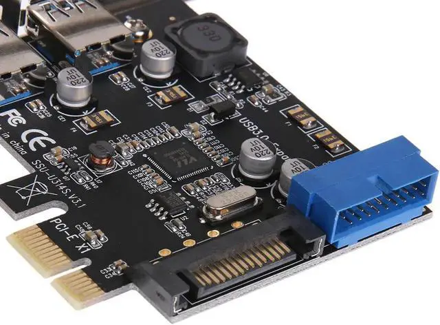 Alt view image 3 of 6 - U3V14S PCI-E PCI Express Transfer 2 Interfaces USB 3.0 Expansion Card Desktop Front 19PIN Interface Add On Cards Promotion