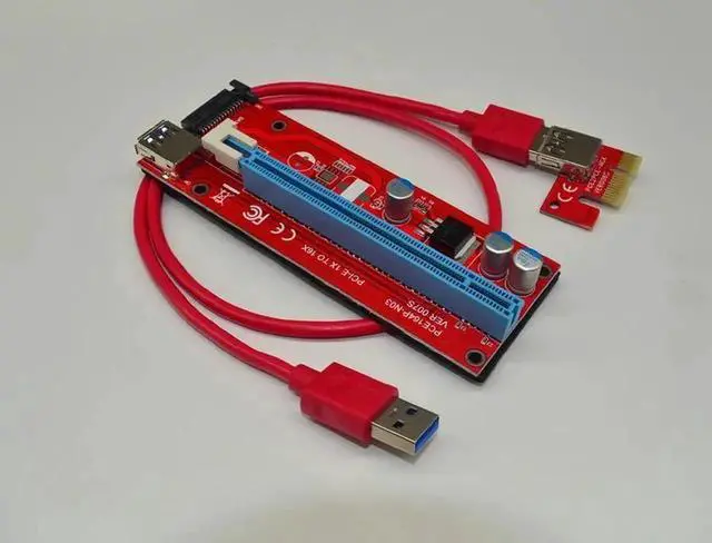 Alt view image 2 of 6 - 60cm USB 3.0 PCIe Riser Card PCI-E Express 1x to 16x Extender Riser Card Adapter SATA 15Pin Power Supply for BTC Miner Machine