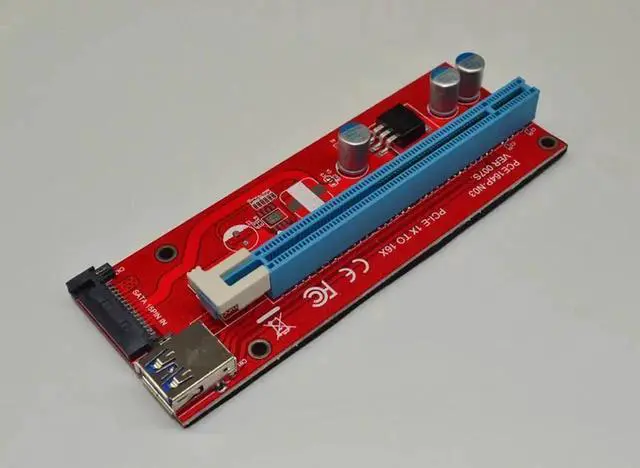 Alt view image 6 of 6 - 60cm USB 3.0 PCIe Riser Card PCI-E Express 1x to 16x Extender Riser Card Adapter SATA 15Pin Power Supply for BTC Miner Machine