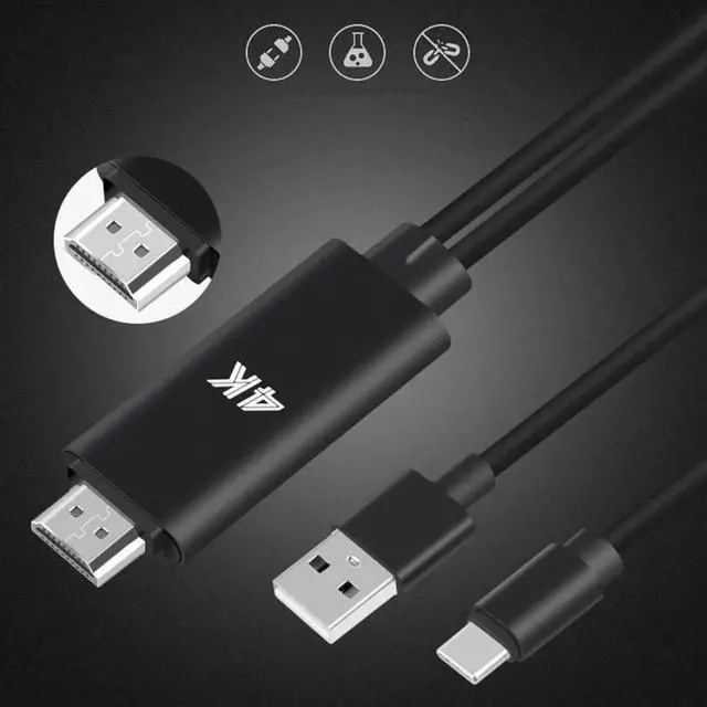 Alt view image 6 of 6 - Type-C to HDMI 4K Cable HDTV TV Digital AV Adapter for Android Samsung LG Huawei for Pubg phone game Screen sync