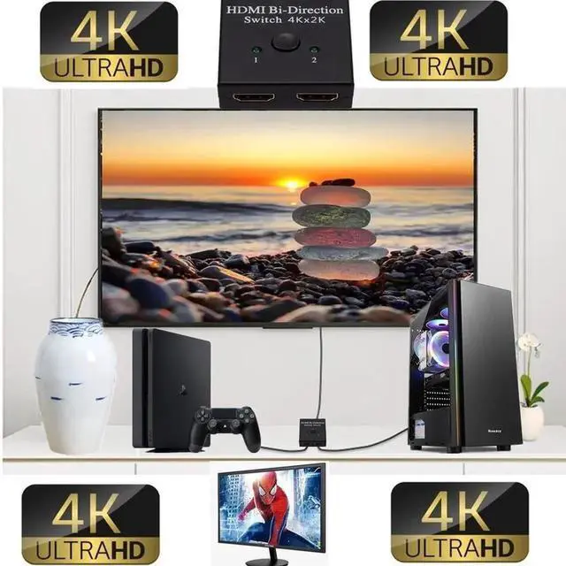 Alt view image 3 of 5 - HDMI Splitter 4K Switch KVM Bi-Direction 1x2/2x1 HDMI-compatible Switcher 2 in1 Out for PS4/3 TV Box Switcher Adapter