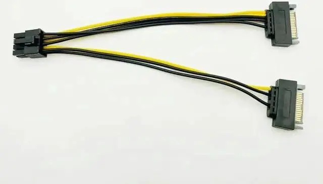 Alt view image 3 of 6 - 10PCS Dual SATA 15pin to 8pin Graphic Card Power Adapter Cable 20cm PCIE SATA Power Supply Cable 8p to SATA for BTC Miner Mining