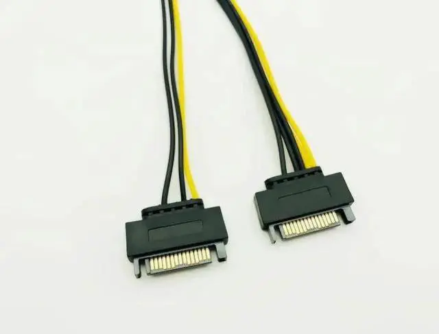 Alt view image 4 of 6 - 10PCS Dual SATA 15pin to 8pin Graphic Card Power Adapter Cable 20cm PCIE SATA Power Supply Cable 8p to SATA for BTC Miner Mining