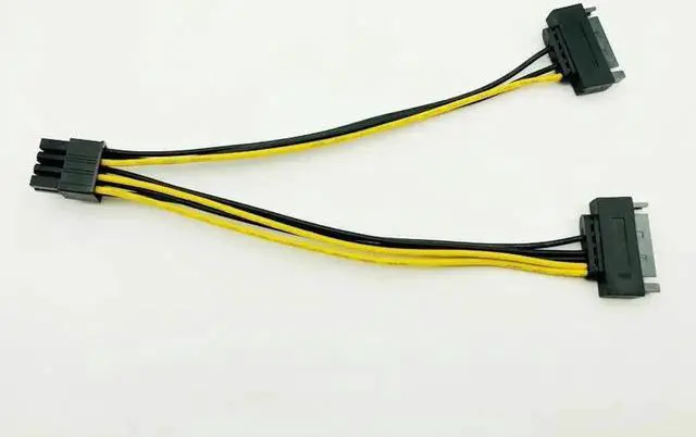 Alt view image 5 of 6 - 10PCS Dual SATA 15pin to 8pin Graphic Card Power Adapter Cable 20cm PCIE SATA Power Supply Cable 8p to SATA for BTC Miner Mining
