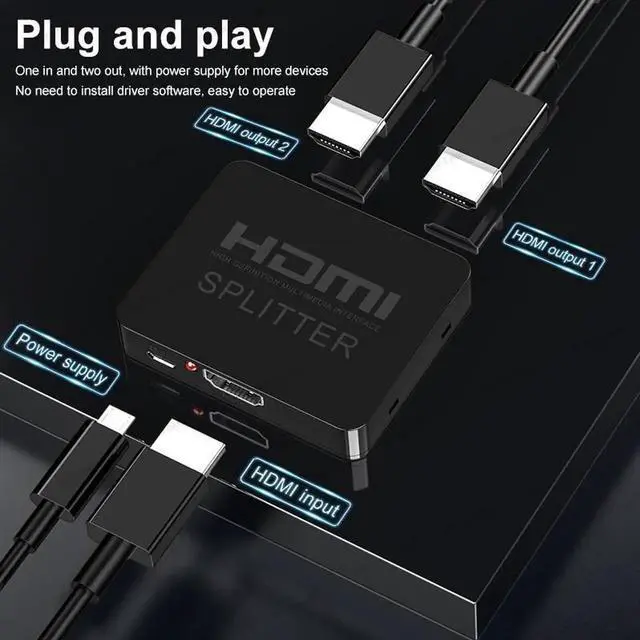 Alt view image 4 of 5 - HW-HD102M Mini HDMI distributor one minute two 4K * 2K video on the same screen supports 3D HDMI 1 minute 2
