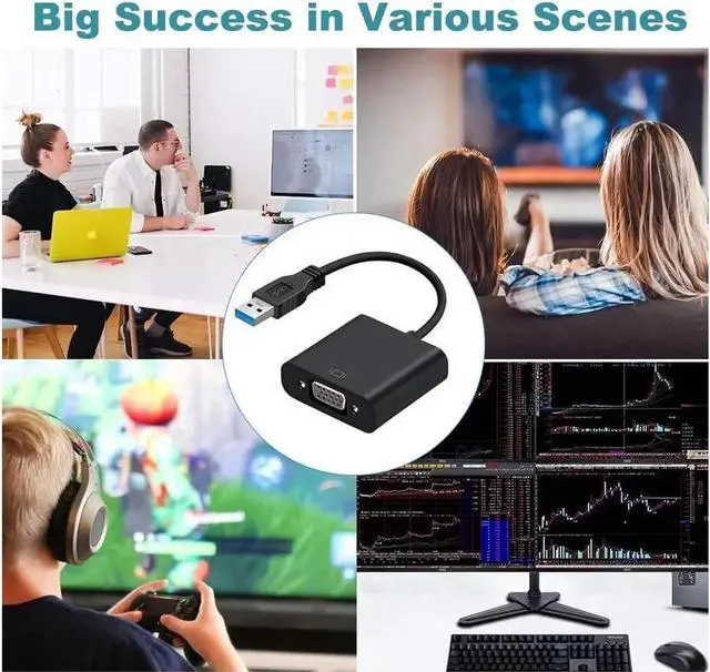 Alt view image 4 of 7 - USB 3.0 to VGA Adapter, 1080P Multi-Display Video Adapter Converter External Video Graphics Card Multi Monitor Display, Compatible with Windows 10/8.1/8/7/XP for PC Laptop Desktop Projector