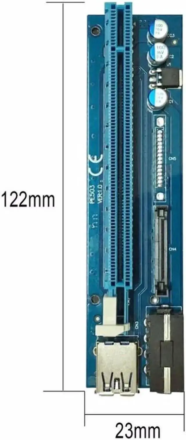 Alt view image 3 of 6 - Mining Graphics Card PCI-E To PCIE Riser Card 1X To 16X Cable With 4 Pin To SATA Power Supply USB 3.0 With Power Cable