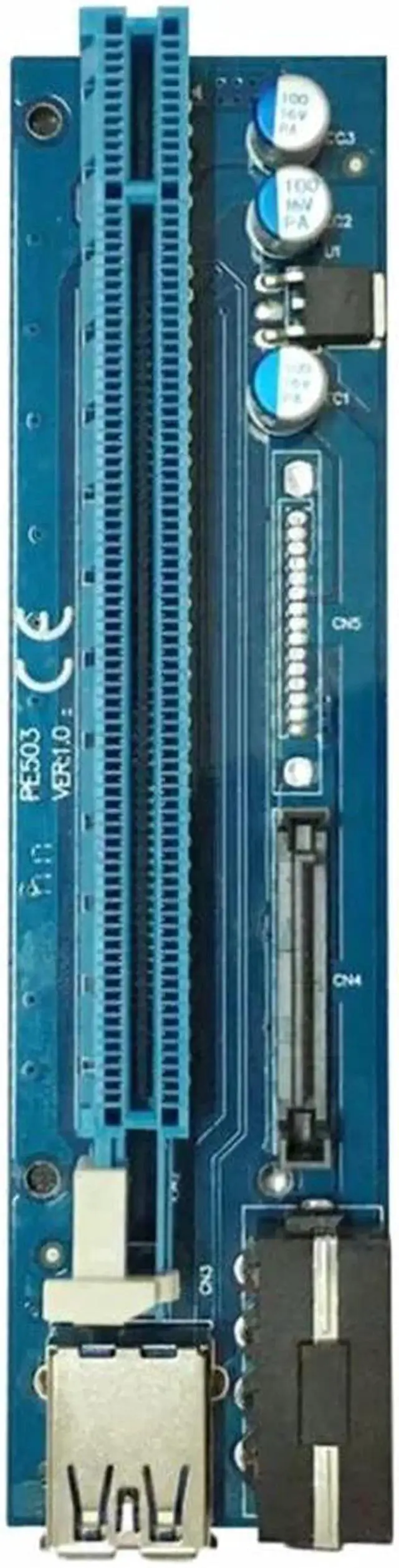 Alt view image 2 of 6 - Mining Graphics Card PCI-E To PCIE Riser Card 1X To 16X Cable With 4 Pin To SATA Power Supply USB 3.0 With Power Cable