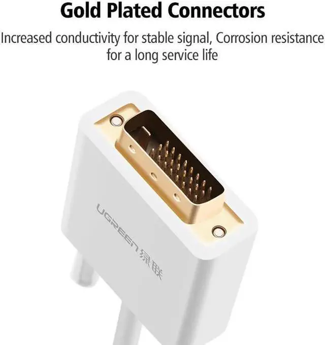 Alt view image 5 of 6 - Ugreen Thunderbolt 1/2 Mini Displayport Mini DP to DVI D 24+1 Cable Converter for MacBook Pro AiMini TV Laptop Projector Adapter