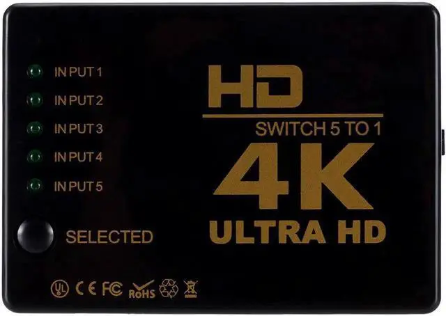 Main image of HD 4K*2K HDMI-compatible Switcher 1x5 Port 5 input in to 1 Switch Selector Splitter Hub With IR Remote 3D for PS3 Xbox 360 HDTV