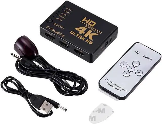 Alt view image 5 of 6 - 1x5 Port 5 input in to 1 Switch Selector Splitter Hub HD 4K*2K HDMI-compatible Switcher With IR Remote 3D for PS3 Xbox 360 HDTV