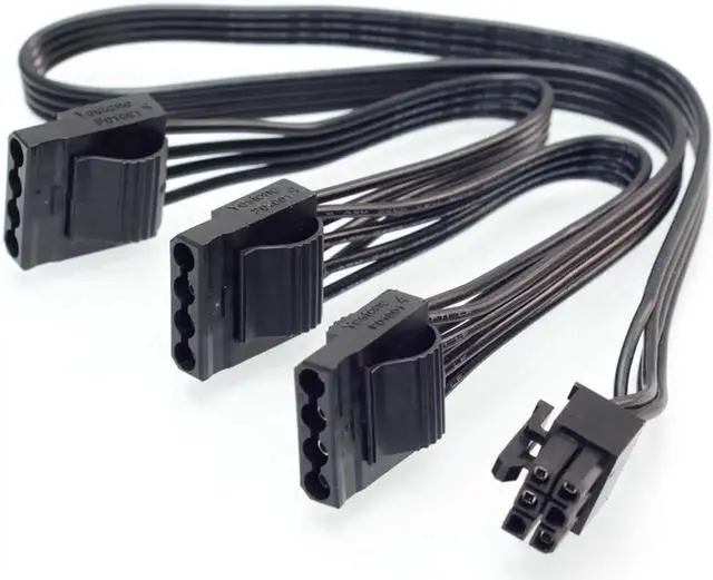 Alt view image 2 of 3 - Aomoproing 6Pin Male 1 to 3 IDE Female Power Supply Splitter Extension Cable for Molex 4Pin Port Multiplier for Seasonic KM3 Series Modular