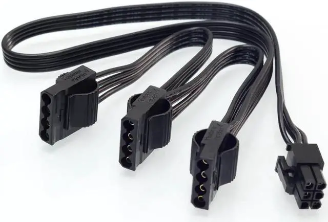 Alt view image 3 of 3 - Aomoproing 6Pin Male 1 to 3 IDE Female Power Supply Splitter Extension Cable for Molex 4Pin Port Multiplier for Seasonic KM3 Series Modular