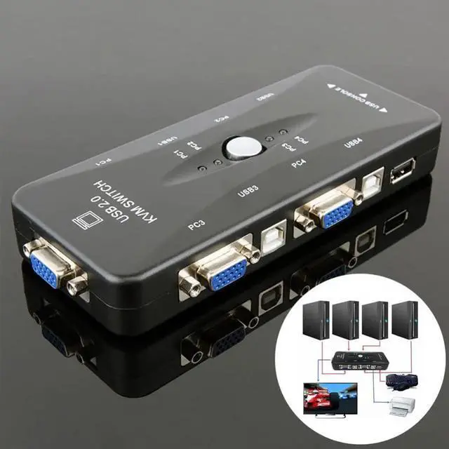 Main image of Ingelon 4 port kvm switch USB 2.0 VGA Splitter Printer Mouse Keyboard Pendrive Share Switcher 1920*1440 VGA Switch Box Adapter