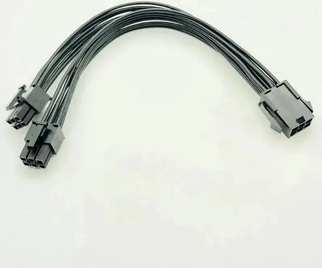 Main image of PCIE 6pin to Dual 6pin Power Cable Sleeved Cable PC PCI Express Video Card Graphics Card Power Supply Cable 18AWG 20CM Black