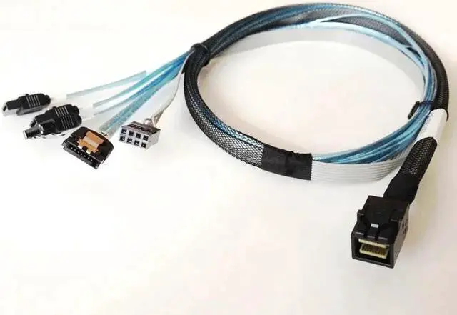Alt view image 3 of 4 - Internal Mini SAS SFF 8643 SFF 8643 to 4 SATA Fan Out Cable 4pin Power 8643 Host to 4SATA Target 85cm Forward Cable for AMPHENOL