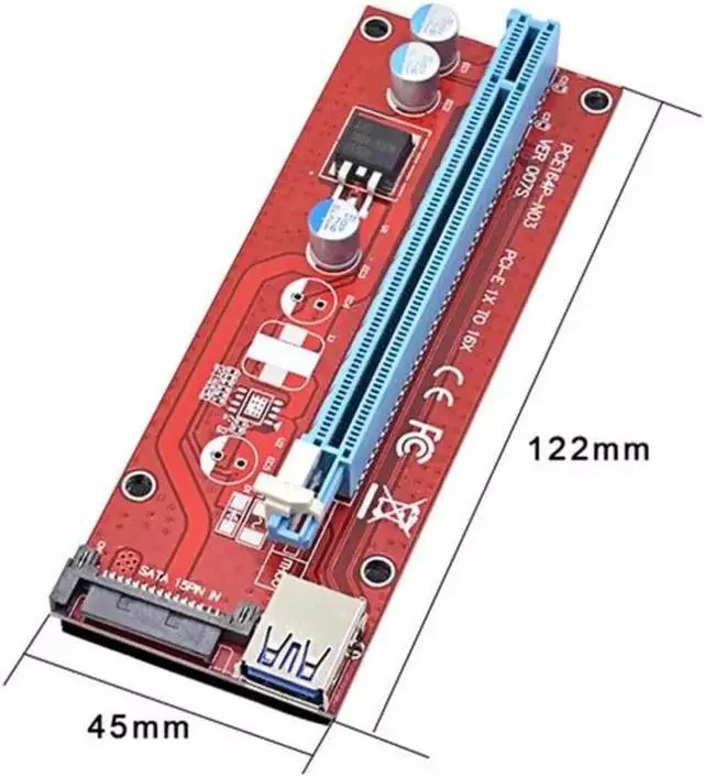 Alt view image 5 of 6 - Universal PCI-E To PCIE Riser Card 1X To 16X Cable With 15 Pin To SATA Power Supply USB 3.0 Cable Mining Graphics Card