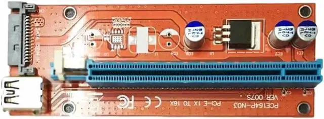 Alt view image 4 of 6 - Universal PCI-E To PCIE Riser Card 1X To 16X Cable With 15 Pin To SATA Power Supply USB 3.0 Cable Mining Graphics Card