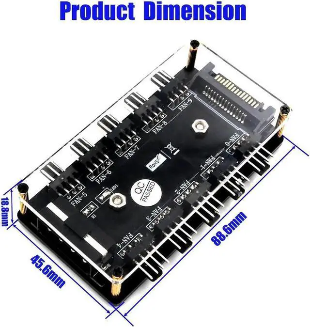 Alt view image 4 of 5 - Fan HUB Adapter 4Pin Molex or SATA 15Pin Power Connector CPU Cooler PC Chassis Case Cooling Fan Splitter 3 pin 4 pin Fan Adapter