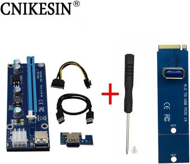 Main image of VER006C Blue 1x to 16x PCI Express Riser Card PCI-E Extender 60cm USB 3.0 Cable+PCI-E Riser Card M2 Port To PCIE Expansion Card
