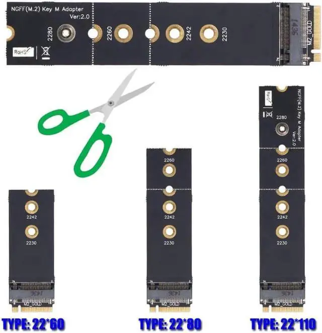 Alt view image 2 of 6 - Aomoproing Flexiable PCI-e to M.2 NGFF M Key Extender Adapter PCI-E Riser Card M.2 NGFF Expansion Card Convertor with Screws