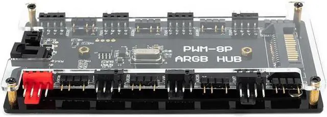 Alt view image 5 of 5 - Aomoproing 5V RGB AURA Controller & PWM Magnetic Hub 8 Ports ARGB RGBW Wireless IR Remote & 12V 4Pin Fan Splitter PMMA Case Extension Cable