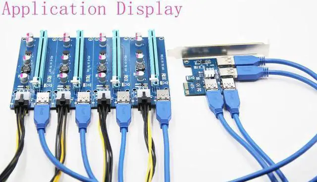 Alt view image 6 of 6 - Riser Card PCI-E USB 3.0 PCIe Port Multiplier Card PCI express PCIe 1 to 4 PCI-E to PCI-E for BTC Miner Mining Machine Devices