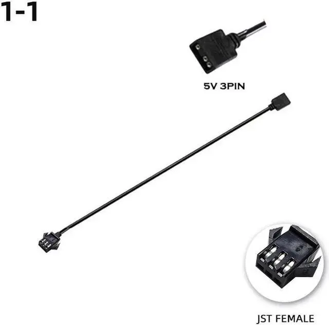 Main image of Aomoproing JST Splitter Cable SM Line Fan Interface Motherboard AURA Female/Male Connect Extension 5V 3PIN Water Cooler 11.81"