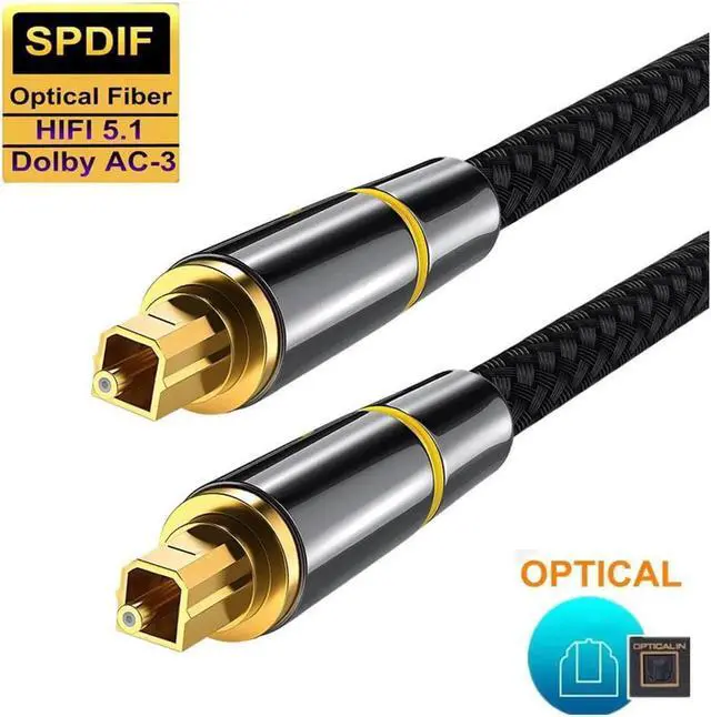 Main image of Digital Optical Audio Cable (5 Feet/1.5 Meter), 24K Gold-Plated Flawless Audio Fiber Optic Cable Male to Male Cord SPDIF Coaxial Cable for for Home Theater,TV, PS, Xbox, Amplifiers Player PS4 Soundbar