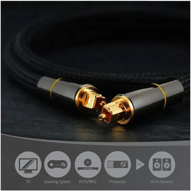 Alt view image 6 of 7 - Digital Optical Audio Cable (5 Feet/1.5 Meter), 24K Gold-Plated Flawless Audio Fiber Optic Cable Male to Male Cord SPDIF Coaxial Cable for for Home Theater,TV, PS, Xbox, Amplifiers Player PS4 Soundbar